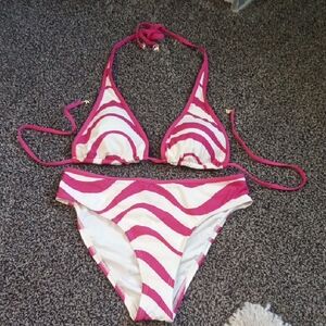 NWT Kate Spade Pink Trim White Swim Suit M
